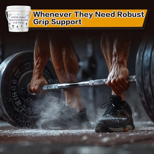 1Lb White Gym Chalk Bucket with Empty Chalk Bag & Spoon - Professional Weightlifting Chalk