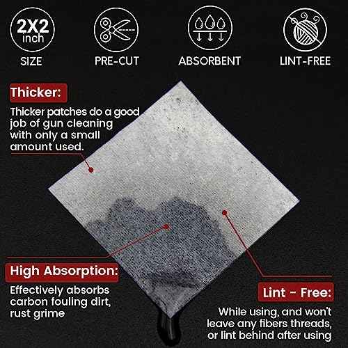 PINGMIC Gun Cleaning Supplies - Gun Cleaning Patches and Long Cotton Swabs Set, 6" Cotton Swabs, Lint Free Cloth Fit Most Caliber Firearms