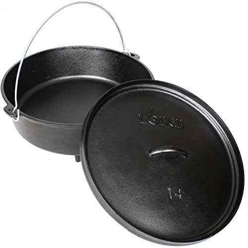 Lodge 6 Quart Pre-Seasoned Cast Iron Camp Dutch Oven with Lid - Dual Handles - Use in the Oven, on the Stove, on the Grill or over the Campfire - Black