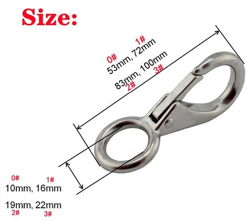 Fixed Spring Snap Leash Hook, Stainless Steel 316 Mini Fixed Snap Shackle,Quick Release Shackles with Fixed Round Ring Marine Boat Rigging Hardware (Optional: 53mm, 2)