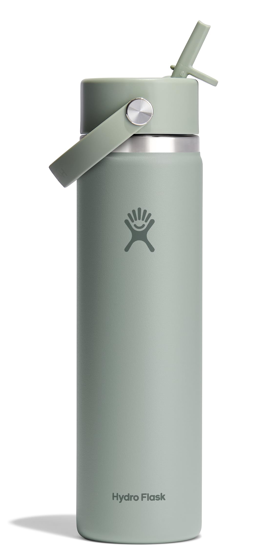 Hydro Flask Water Bottle - Insulated Stainless Steel - Wide Mouth Flex Straw Lid, Non Spill, Leakproof and Refillable in 24 Oz Tonal Agave