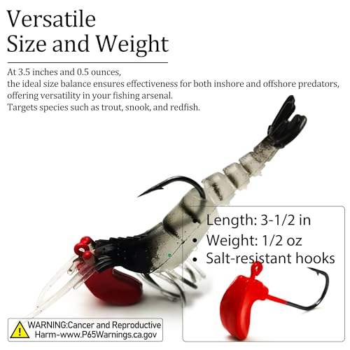 C4 10 Pcs Saltwater Shrimp Soft Swimbaits Fishing Lures - Realistic Action
