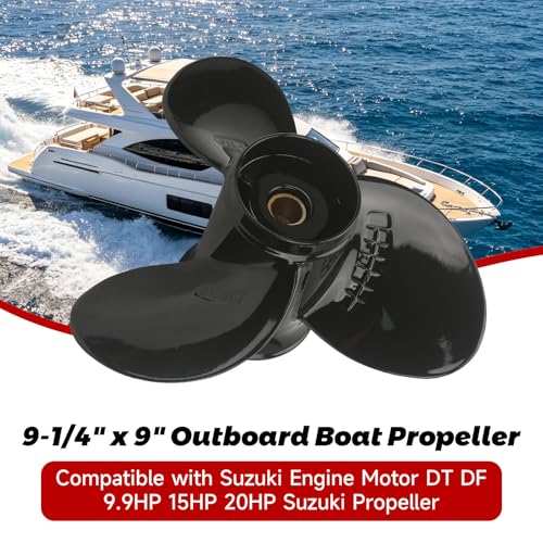 Boat Propeller for Suzuki Outboard Engines 9-1/4 x 9, Compatible with DT15 DF20 9.9HP 15HP