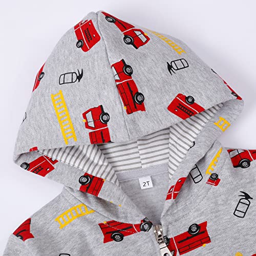 Toddler Zip Up Hoodie Sweatshirt 6 Years Fire Truck Fall Boys Jacket