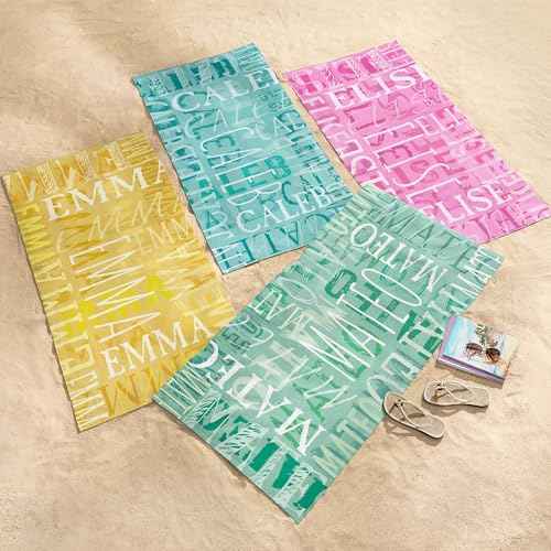 Let's Make Memories Personalized Beach Towel - Custom Cotton/Poly Blend Pool Towel - Personalize with Your Name - Standard Size - Hot Pink