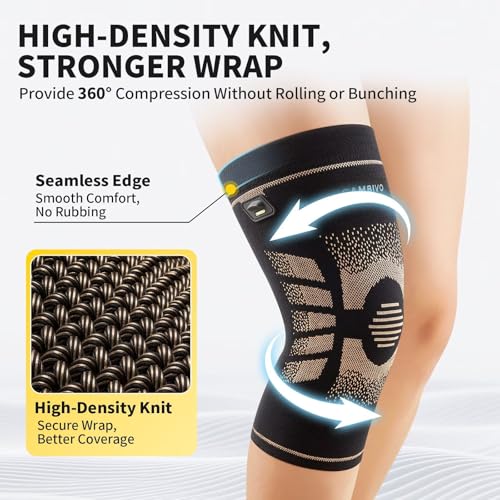 Copper Knee Brace Support for Women Men - Midnight Large