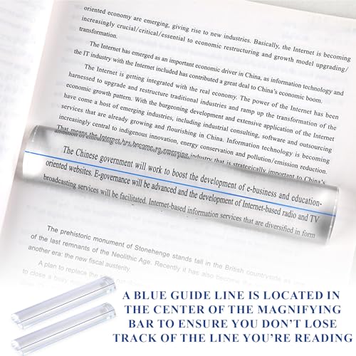 Magnifying Ruler Set for Reading & Crafts - 6 Inch Blue Guide Line Magnifiers