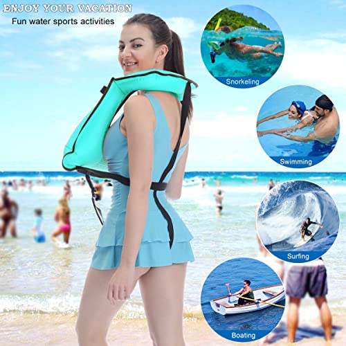 Blue Inflatable Snorkel Vest for Adults - Portable Swim Jacket, Buoyancy Aid for Diving and Water Sports
