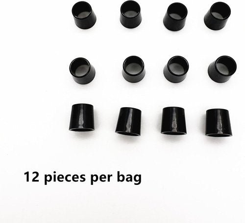 HH-GOLF 12 Pack Solid Black Flat Golf Iron Ferrules for Tapered 0.370 Shaft