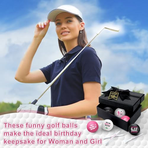 Female Birthday Themed Golf Ball Gift Set with Tee - Funny Golf Accessories
