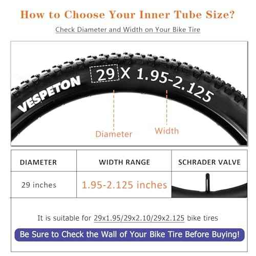 29x1.95/29x2.10/29x2.125 inch Bike Tube with AV48mm Schrader Valve Mountain Bike Inner Tubes Premium Butyl Rubber Bicycle Tube 2 Pack 29 inch?E-Bike Tube