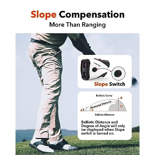 REDTIGER Golf Rangefinder with Slope, 1200 Yards Laser Range Finder Golfing, 7X Magnification, Flag Pole Locking Vibration, Rechargeable Range Finders with Magnet Stripe, GolfVue Series 1