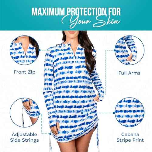 Banana Boat UPF 50+ Women's Adjustable Long Sleeve Swim Dress with UV Sun Protection Floral Design | Breathable Sun Dress