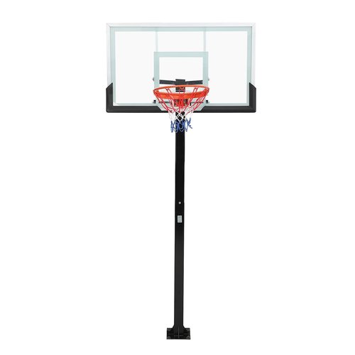 Inground Basketball Hoop Outdoor, 8-10ft Quick Adjustable Basketball Hoop In Ground with 55" Shatterproof Tempered Glass Backboard