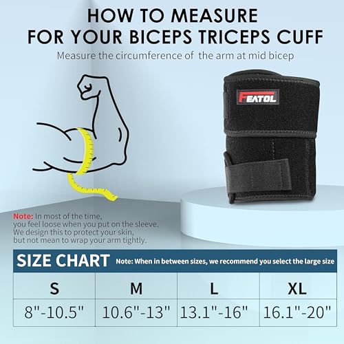 FEATOL Bicep Tendonitis Brace Compression Sleeve Support Black Medium