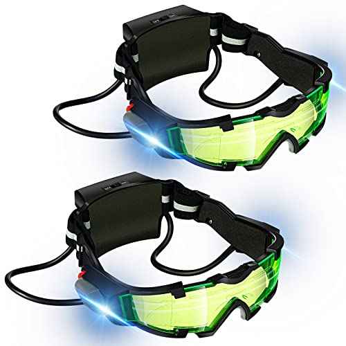 LEIFIDE 2 Pair Night Vision Goggles Night Mission Light up Goggles Kids Camping Gear Gadgets for Kids Hunting Gear for Boys Girls Role Play Costume Party Gift