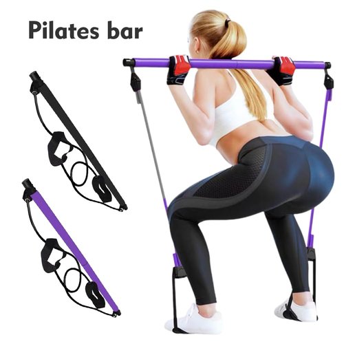 Pilates Bar Kit with Resistance Bands Multifunctional Pilates Bar for Women & Men Exercise Fitness Equipment for Women & Men Home Gym Pilates Yoga(COLOR:Purple)