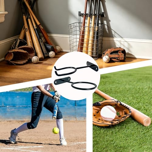 Baseball Bat Wall Mount Set - 2 Pack Bat & Ball Display Holders, Black - Variation of THIS listing