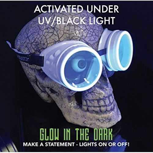 UMBRELLALABORATORY Hyper Vision goggles white Steampunk Rave Meme Glasses - nerd funny gift for men women