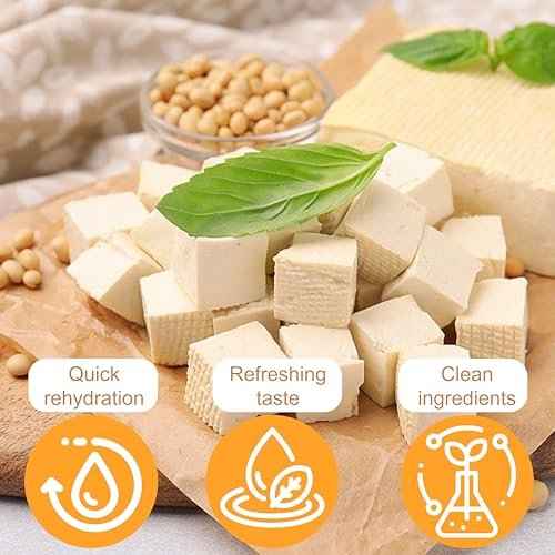 6.5oz Freeze Dried Tofu Cubes ? 1cm Bite-Sized High Protein Dehydrated Tofu ? Instant Vegan Food for Ramen Toppings, Miso Soup, Hiking & Emergency Keto Meals