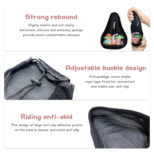 Kids Bike Seat Cushion Black S - Cartoon Non-Slip Shock Absorbing Seat Cover