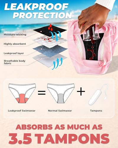 High-Waist Leakproof Period Swimwear Boyshorts for Teens with Side Ties - Small Black