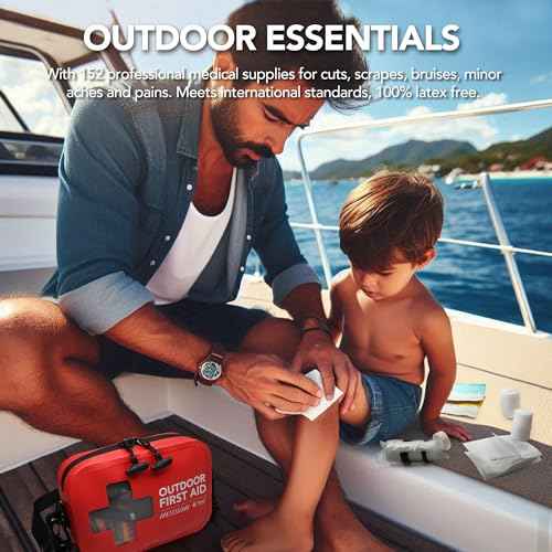 152 PCS Waterproof First Aid Kit, Portable Small Boat Dry Bag Bug Out Bags, Emergency Medical Kit Ideal for Boating, Camping, Fishing, Kayaking, Floating, Red
