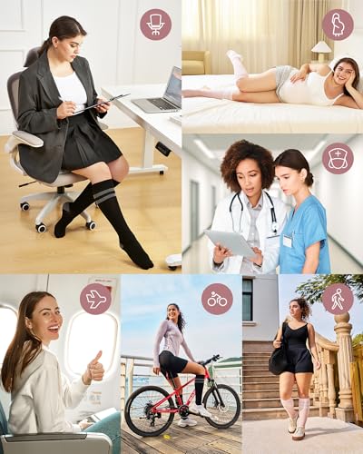 Momcozy Pregnancy Compression Socks Women X-Large Black 15-20mmHg Wide Calf