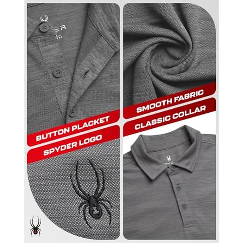 Spyder Mens Golf Shirts - Lightweight Moisture-Wicking Athletic Performance Collared Short Sleeve Polo Shirts for Men