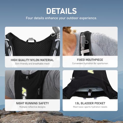 N NEVO RHINO 5L Running Hydration Vest Pack with 1.5L Water Bladder - Black