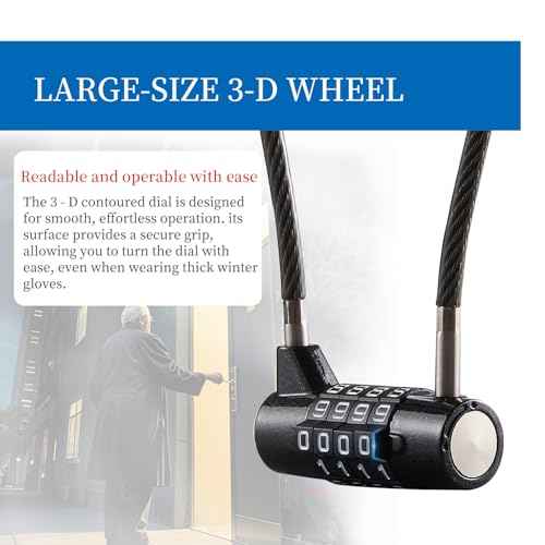 Combination Lock Cable Lock with 4 Digits Cabinet Lock with 18" Durable Cable Ideal for lockers, Gym, gate, Fence, Toolbox, case, hasp Storage and Outdoor£¨47.6£© (18")