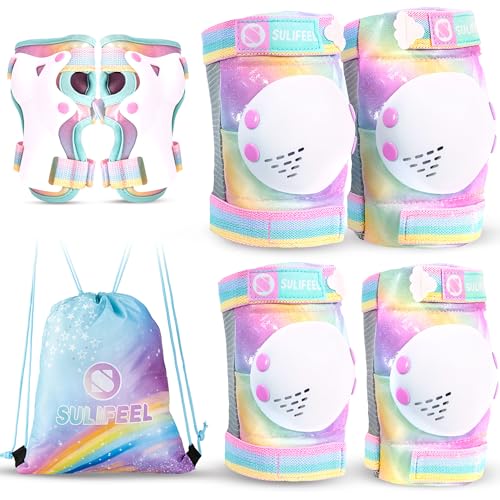 Rainbow Unicorn Kids Knee Pads for Girls and Boys - Small Dazzling Style