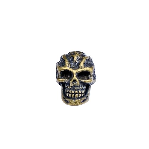 Husiwugear Brass Paracord Beads - EDC Knife Lanyard Beads & Pendant, DIY Metal Decor Accessories for 550 Paracord (Evil Skull)