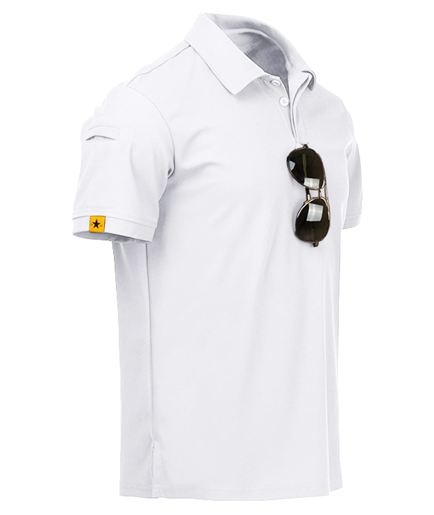 ZITY Mens Polo Shirt Short Sleeve Sports Tactical T-Shirt Athletic Golf Polos Daily Casual Stylish Collared Shirts for Men White 4X-Large