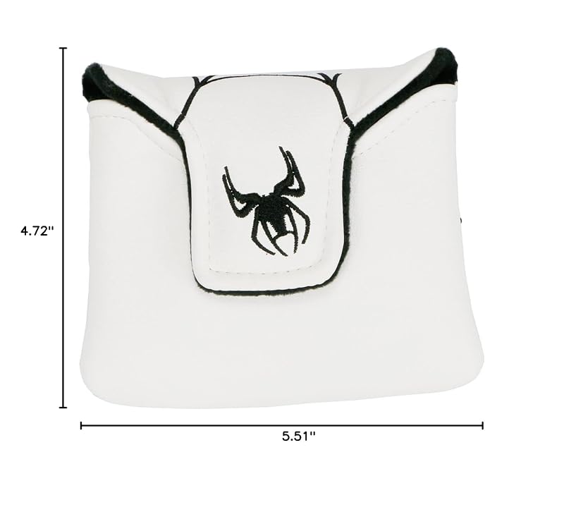 White Spider Embroidery Golf Putter Head Cover with Magnetic Closure