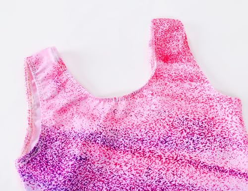Girls' Gymnastics Leotard Set with Matching Shorts - Pink Stripe, 7-8 Years