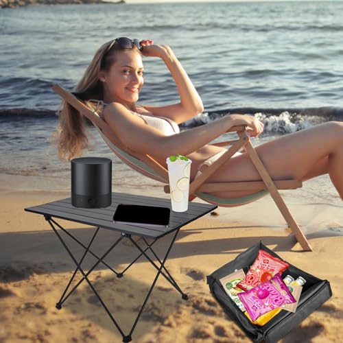 Black 27 Inch Ultralight Foldable Camping Side Table with Carry Bag