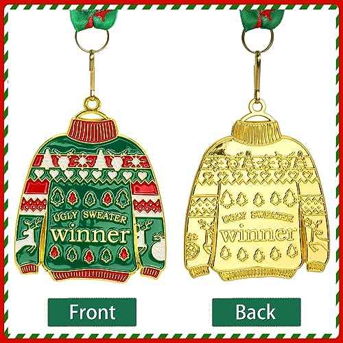 Abaokai Ugly Sweater Medal Christmas Style Neck Ribbon, Award Contest Medals, Best Ugly Christmas Sweater Trophy