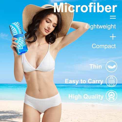 Genovega Microfiber Lightweight Thin Beach Towel Compact Oversized Quick Dry Sandproof Towels Sand Free Swim Camping Pool Clearance Travel Essentials Accessories Vacation Women Men Adults Blue Turtle