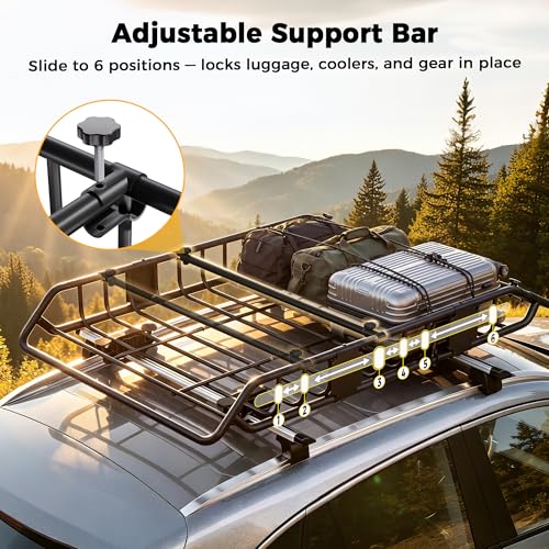 CAMMOO Roof Rack Basket with Removable Fairing & Support Bars for Kayaks