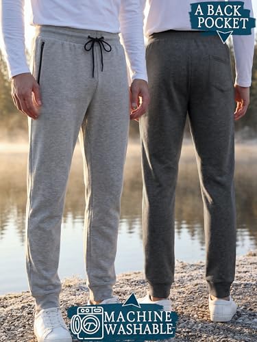 Men's Premium Cotton Sweatpants 3 Pack - Large Black Charcoal Light Gray