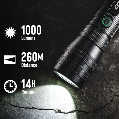 Waterproof Rechargeable LED Flashlight 1000 Lumens - 2 Pack