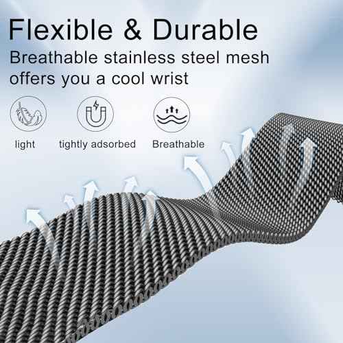surundo Compatible with Fitbit Charge 6/Charge 5 Bands for Wmen Men, Metal Mesh Milanese Loop Adjustable Strap Replacement for Fitbit Charge 6/Charge 5 Advanced Fitness & Health Trackers