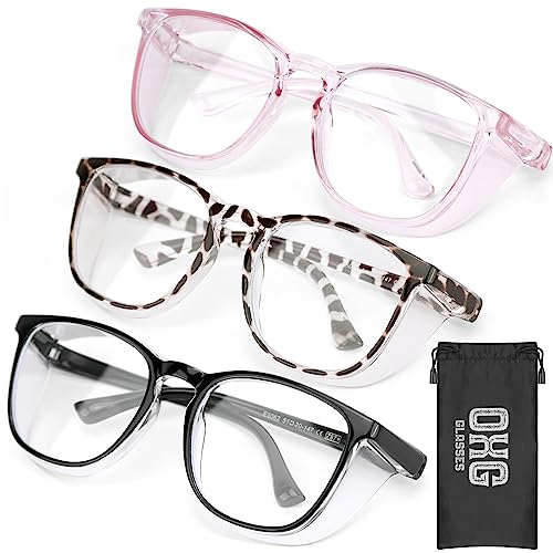 OXG Safety Goggles for Women - Anti-Fog Clear Goggles with Leopard, Pink, Black Variants