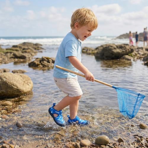 Kids Water Shoes Toddler Little Kids Quick-Dry Sandals with Toe Cap - Royal Blue Shark