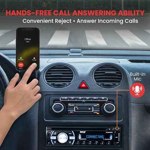 Pyle Boat Bluetooth Marine Stereo Receiver - Marine Head Unit Din Single Stereo Speaker Receiver - Wireless Music Streaming, Hands-Free Calling, CD Player/MP3/USB/AUX/ AM FM Radio -PLCD43BTM (Black)