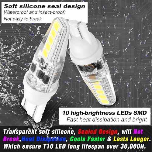 Marine T10 Wedge Base LED Bulb 906 6000K Cool White - 4 Pack, Daylight White Variant