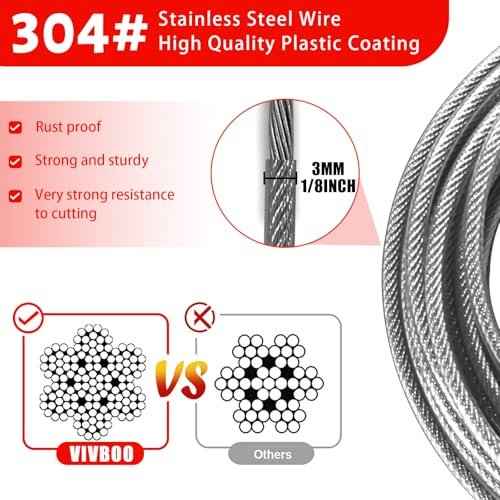 4FT/6FT/10FT/15FT Cable Locks with Combination 1/8 inch Security Cable with Loops for Fence Luggage Gym Locker Cabinet