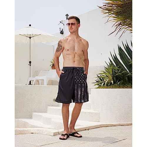 Mens Swim Trunks Quick Dry Board Shorts with Mesh Lining, Breathable Fit Hawaii Beach Shorts Swimwear Bathing Suits