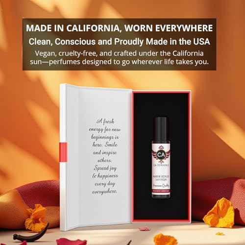 CA Perfume Amber Rouge Saffron For Women and Men Fragrance Body Oil Alcohol-Free Travel Size Roll-On 0.3 Fl Oz (Pack of 2)